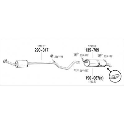 PEUGEOT 307 1.6 Hatchback 06/02-07/12 純正タイプ補修用マフラー 