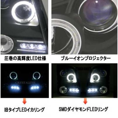 ワゴンR MH21/22系 ダイアモンドLEDイカリングプロジェクターヘッド 
