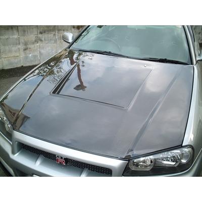 R34 GTR F1ボンネット（純正キャッチ対応品） カーボン 平織 タイプ