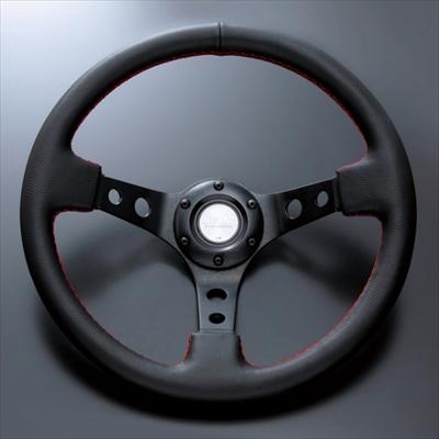 【美品】D1 SPEC DEEP70 33パイ レッドステッチ ステアリング ステアリング D1 SPEC DEEP 70 33Φ レッドステッチ : エアロ.カスタム