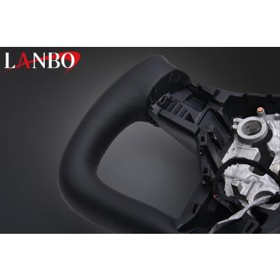 クリアランス超高品質 テスラ モデルY 2021.9~ LANBO ヨークデザイン ステアリング PVCブラックレザー×ブラックユーロステッチ