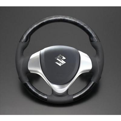 （中古）エブリィワゴン　ガングリップレザーステアリング エブリイワゴン DA17W ウッド＆レザーステアリング ガングリップ