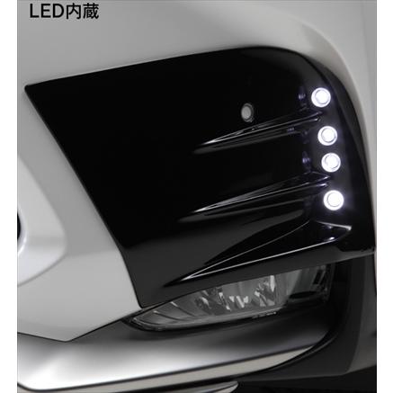 LEXUS NX300h/200t LXフォグランプガーニッシュ クリアランスソナー有車用 LED付 ABS製 塗装済 (ツヤ有りブラック) 「納期未定」