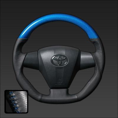 REAL/レアル ステアリング 70系ノア R70G/W/R 後期（2010.4? ) 3本スポ?クタイプ プラチナブルーカーボン/ブルーステッチ