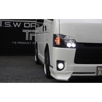 ハイエース 200系 4型 ワイドボディ ハロゲン車 純正タイプLEDヘッドライト ブラックインナーの画像