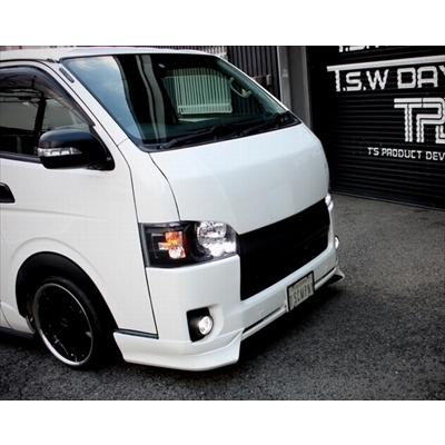 ハイエース 200系 4型 ワイドボディ ハロゲン車 純正タイプLEDヘッドライト ブラックインナーの画像