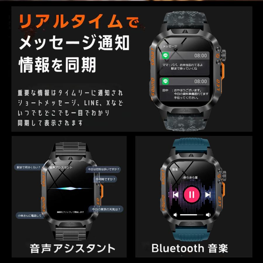 大型2.01インチ大画面スマートウオッチ（ほとんど新品） 2026最新・1200mAh大容量バッテリー 】スマートウォッチ 通話機能 2.01