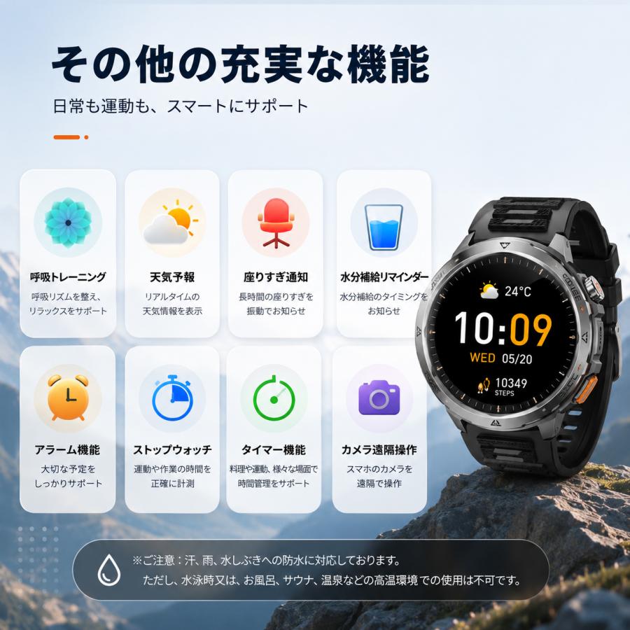2026年最新 1.7インチ大画面 通話機能 スマートウォッチ Bluetooth5.3
