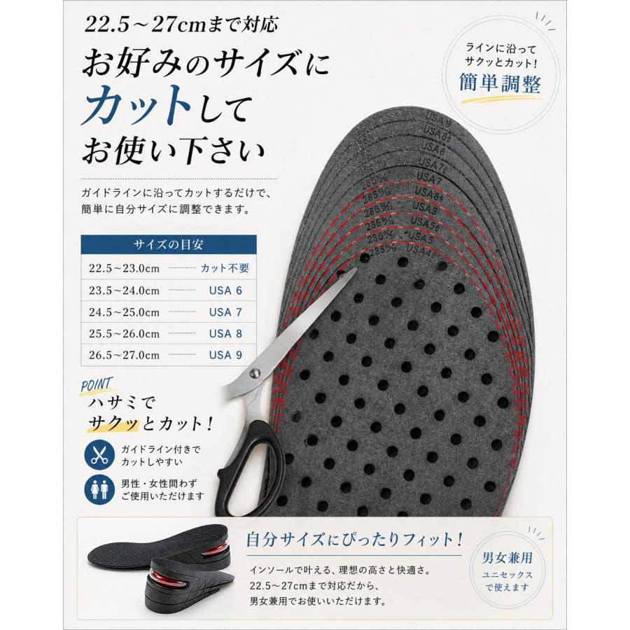 シークレットインソール 換気中敷 ヒールアップ7cm(3cm +2cm + 2cm