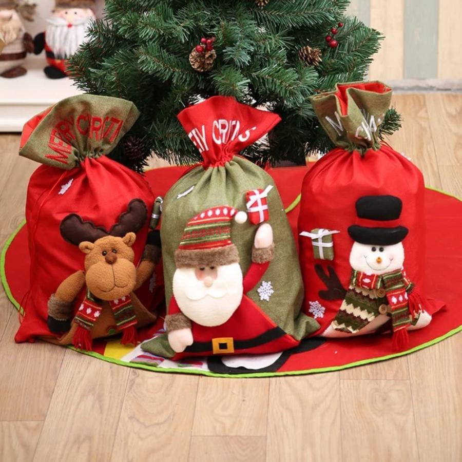 ✨クリスマスギフトバッグ Lサイズ ツリー サンタクロース 防水バッグ クリスマス ラッピング袋 巾着袋 ラッピング用品 クリスマスプレゼント