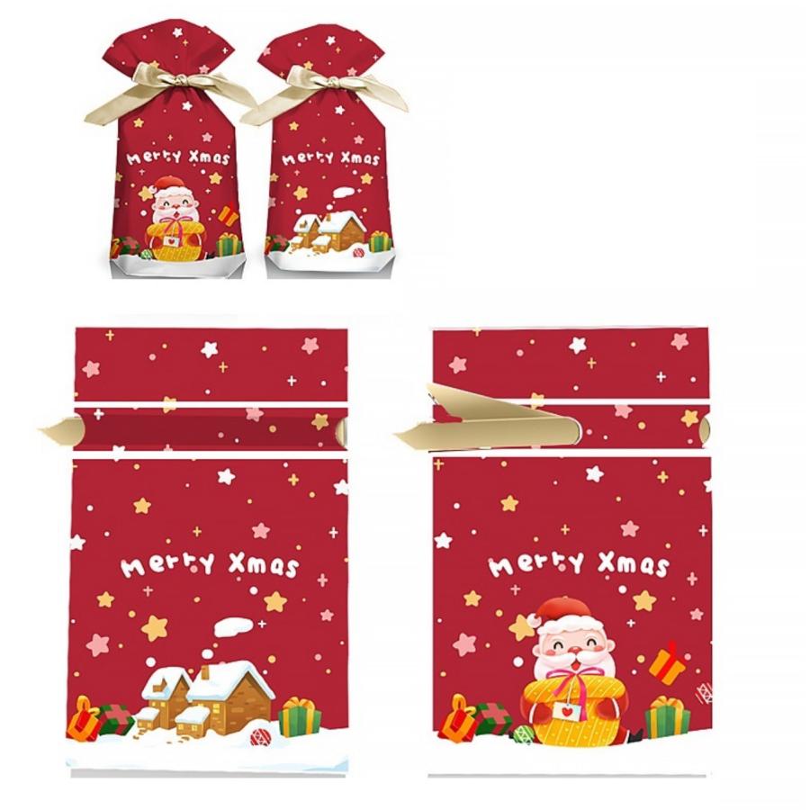 クリスマス ラッピング袋 Mサイズ50枚入り Lサイズ25枚入り 巾着