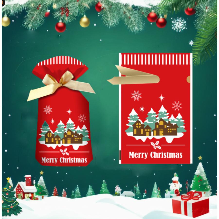 クリスマス ラッピング袋 50枚入り　巾着袋 ラッピング用品 クリスマスプレゼント袋 ギフトバッグ  ギフト袋プレゼント用｜topwood｜35