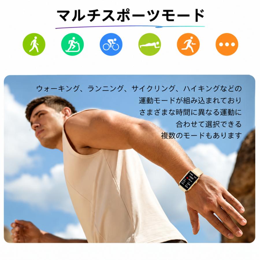 スマートウォッチ 着信通知 1.57インチ大画面 歩数計 心拍数 女性生理