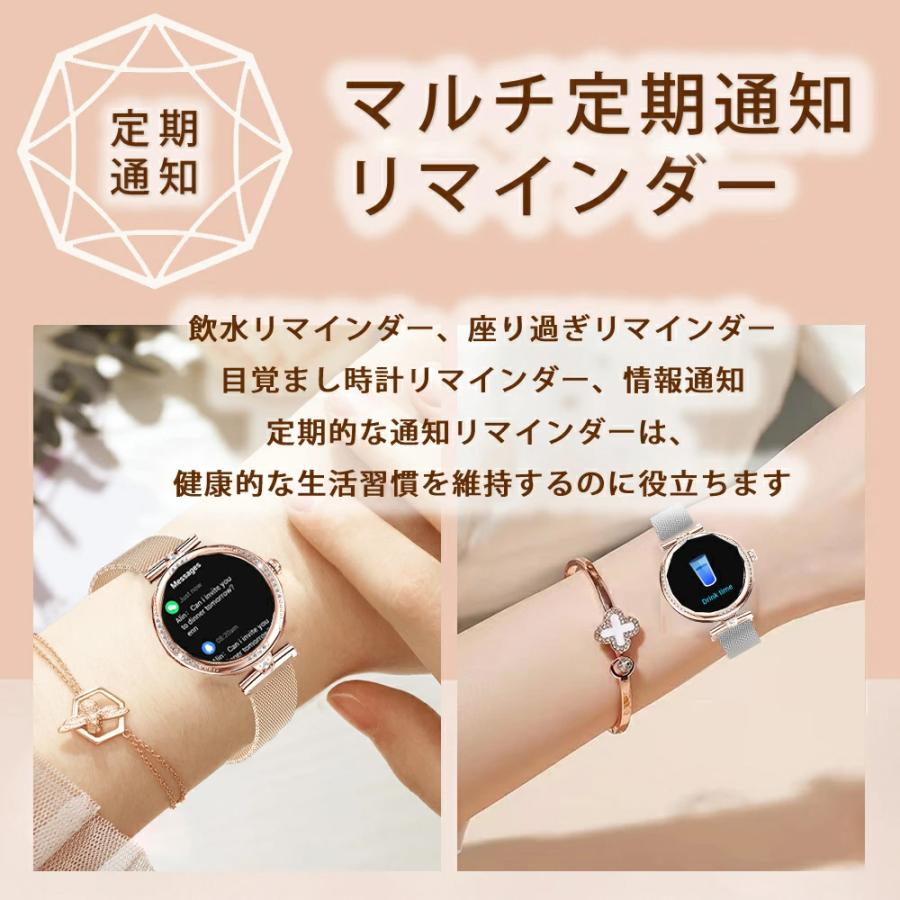 スマートウォッチ 通話機能 心拍数 女性 IP68防水 レディース 生理管理 