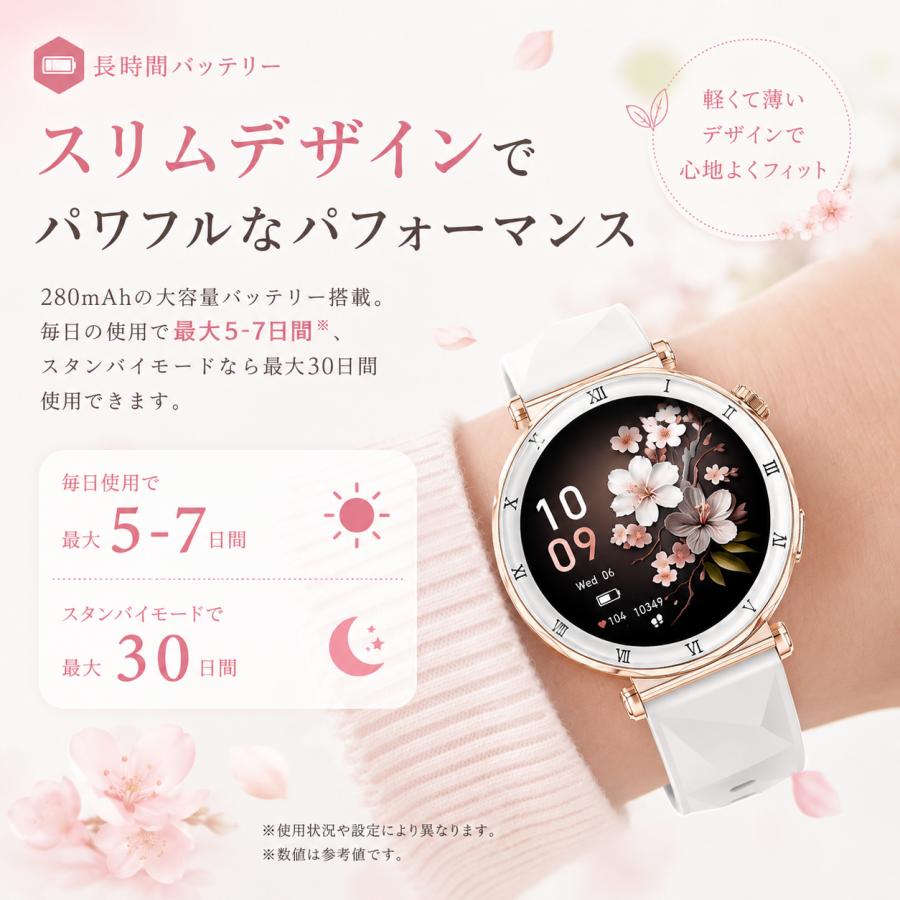 スマートウォッチ レディース 最新 通話機能 心拍数 女性 IP68防水