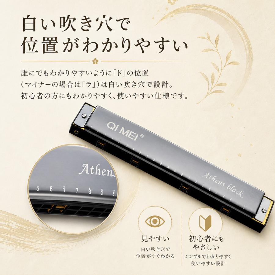 ハーモニカ C調 24穴 複音 初心者 子供向け 入門 練習用 クリーニング