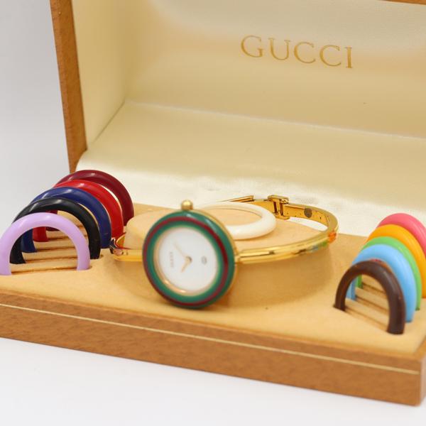 GUCCI グッチ チェンジベゼル レディースウォッチ 未使用 デッドストック デッドストック級 箱付 稼働 美品 グッチ チェンジベゼル 1100-L QZ