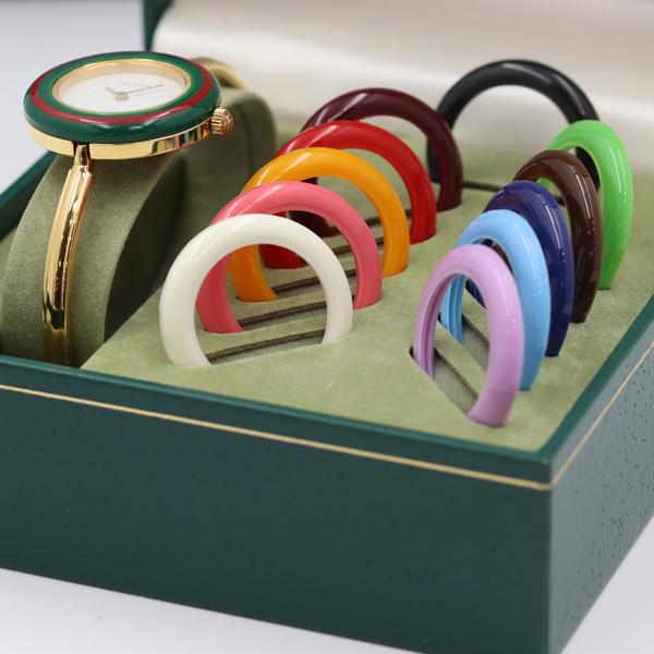 デッドストック級 箱付 稼働 美品 グッチ チェンジベゼル 11/12.2 QZ