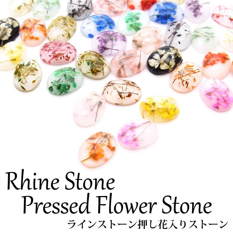 ラインストーン 押し花入り ストーン 全19色 : ココロネイル