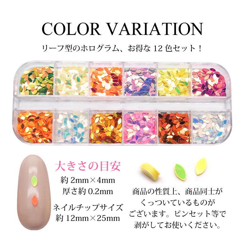 ネイル パーツ リーフ ホログラム プリズム カラー 12色セット