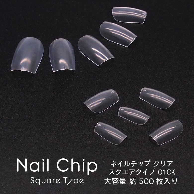 ネイル チップ クリア スクエア タイプ 01ck 約500枚入り Pavlovastudio Ru