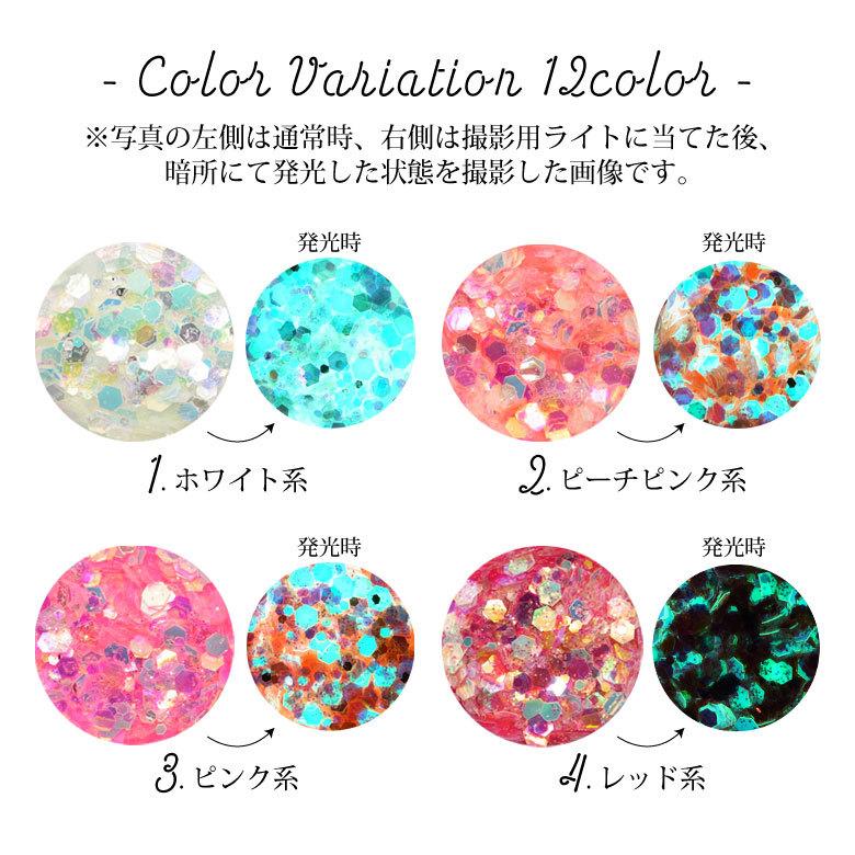 ネイル ラメ ホログラム ミックス 蓄光タイプ 約1g前後入り : ココロ