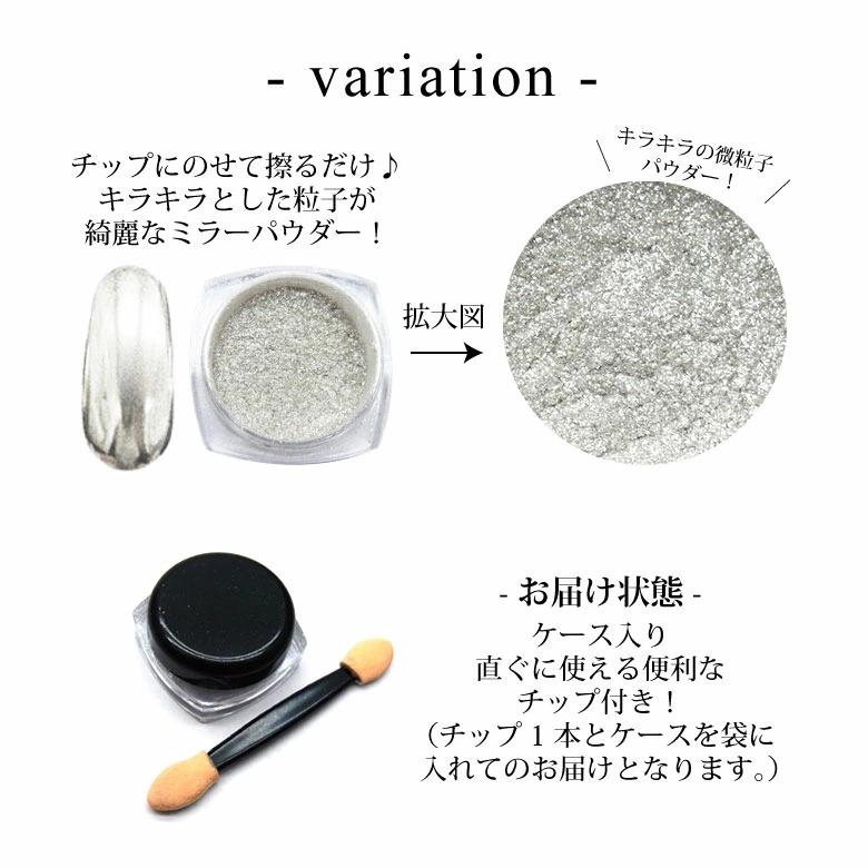 ネイル ミラーパウダー シルバー 約2g ケース入り 専用チップ付き