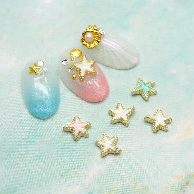 ネイル メタル パーツ ミルキー カラー ヒトデ 3個入り 95 : ココロ