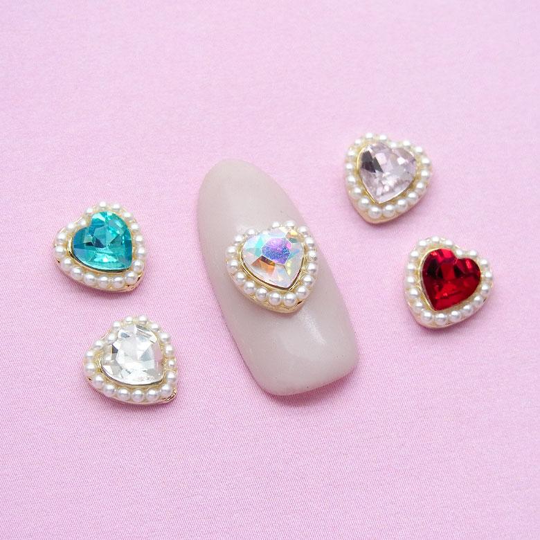 ネイル ジュエリー ビジュー パーツ パール ミニ ハート 2個入り 114
