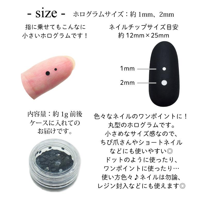 ネイル ホログラム 丸 ラウンド 1mm 2mm ケース入り【4色セット