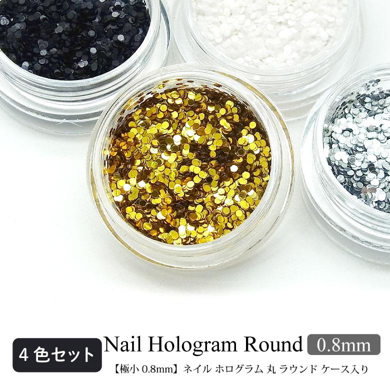 極小 0.8mm】ネイル ホログラム 丸 ラウンド ケース入り【4色セット