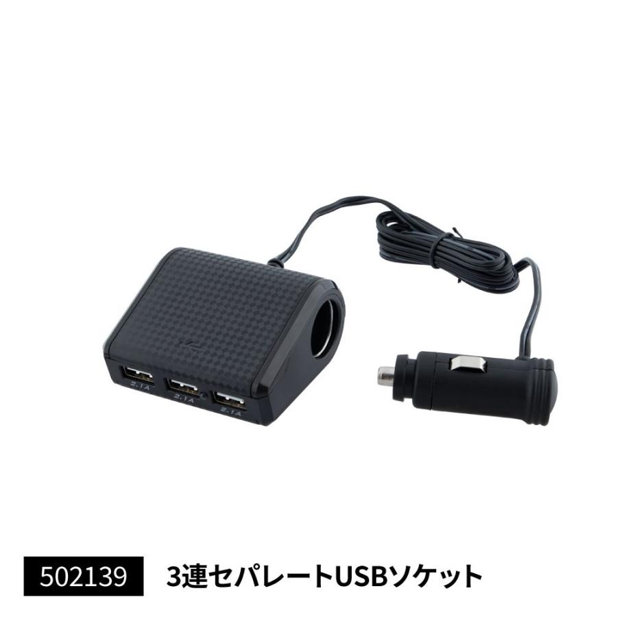 ジェットイノウエ JET 502139 コンパクトソケット 3連セパレートUSB