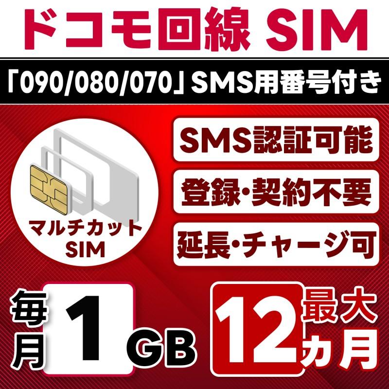 Docomo回線 プリペイドsim 1GB/月1年間有効 データ通信simカード 