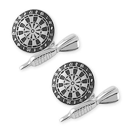スターリングシルバーと黒い琺瑯のダーツとダーツボードのカフスボタン ネクタイ B00esbgq6y メンズ