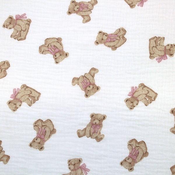 ぽこぽこ ベア― 楊柳 ダブルガーゼ くまさん クマ 綿100％ 生地 布 約