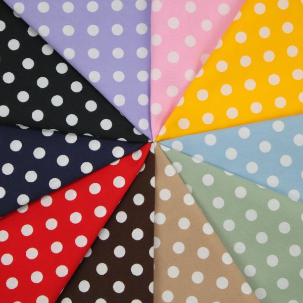 生地 布 水玉 中水玉 ドット柄 ブロード 綿100% プリント 約110cm幅