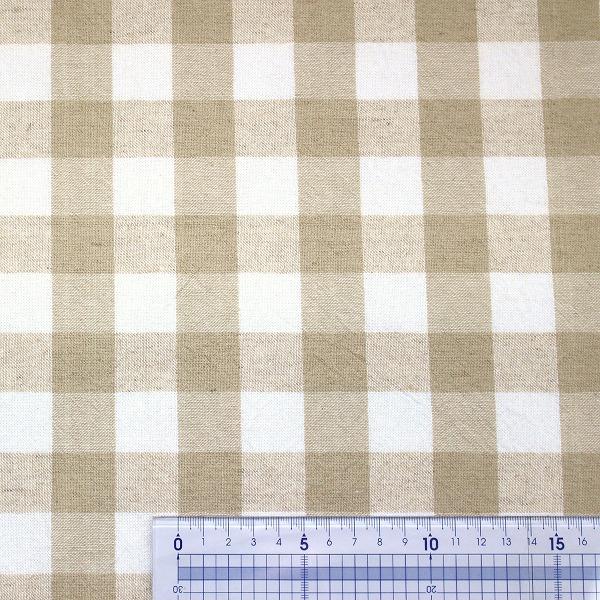生地 布 綿麻 先染め コットンリネン ワッシャー ブロックチェック