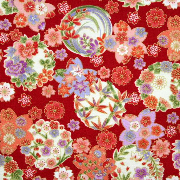 生地 布 綿ちりめん風 和柄 桜 花柄 エンボス加工綿100％ 約110cm幅