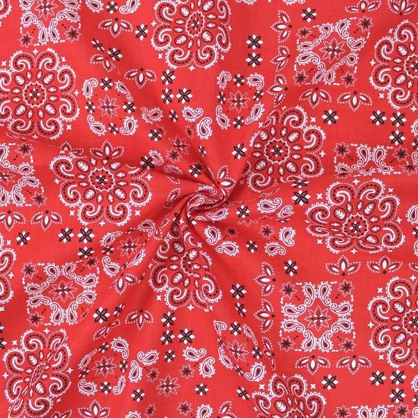 生地 布 バンダナ柄 ペイズリー 綿100％ スケア シーチング 約110cm幅 手芸 ハンドメイド 手作り ゆうパケット2.5ｍ対応 10cm単位価格 |  | 15