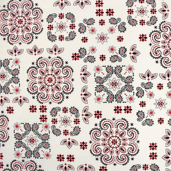 生地 布 バンダナ柄 ペイズリー 綿100％ スケア シーチング 約110cm幅 手芸 ハンドメイド 手作り ゆうパケット2.5ｍ対応 10cm単位価格 |  | 03