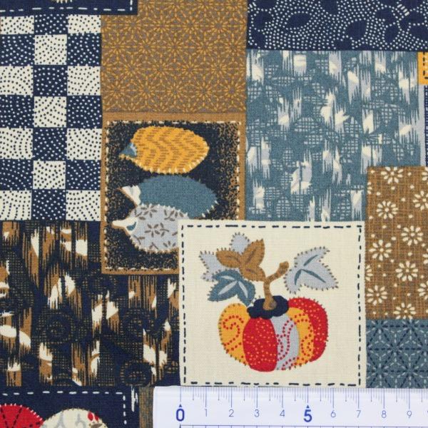 生地 布 野菜 パッチワーク つぎはぎ風 かぼちゃ かぶ ほっこり和柄