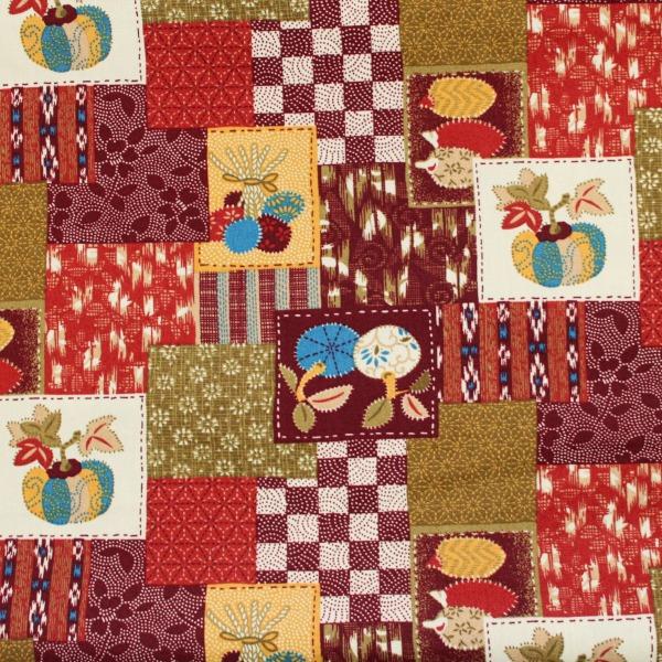 生地 布 野菜 パッチワーク つぎはぎ風 かぼちゃ かぶ ほっこり和柄