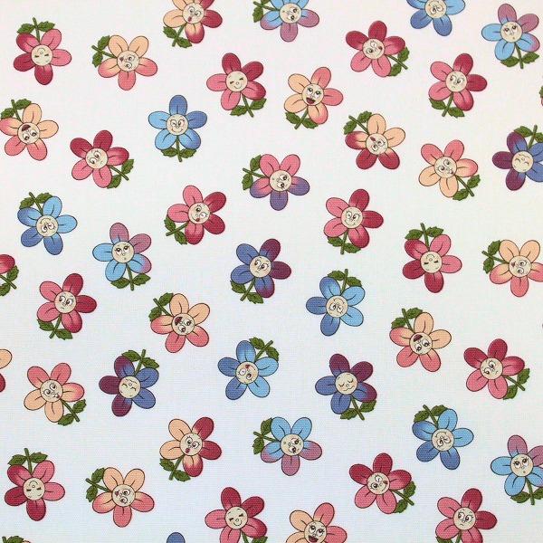 生地 布 ポップなお花達 花柄 オックス 綿100％ 約110cm幅 ゆう