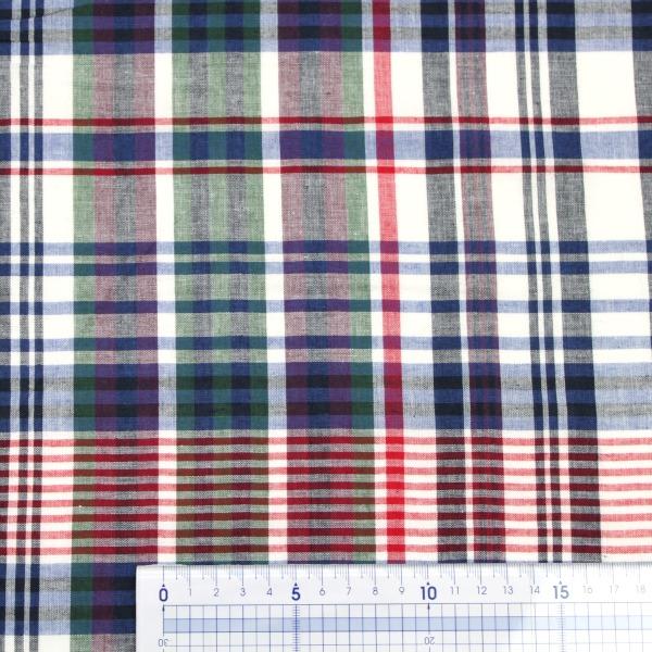 生地 布 インド綿 Madras Check マドラス チェック 平織 綿100％ 約 