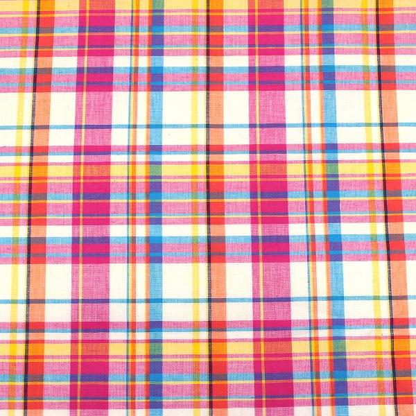 生地 布 インド綿 Madras Check マドラス チェック 平織 綿100％ 約110cm幅 3840 ゆうパケット2.5ｍ対応 10cm単位価格 |  | 01