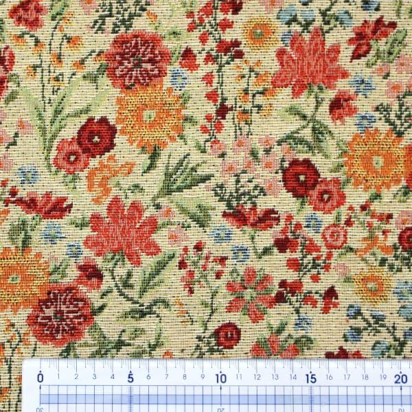 生地 布 ゴブラン織 カラフルな小花 花柄 レッド系 フラワー