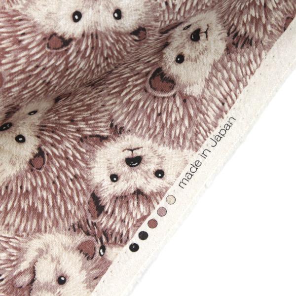 生地 布 ハリネズミ リアル Hedgehog 綿麻キャンバス 綿80％ 麻20% 約