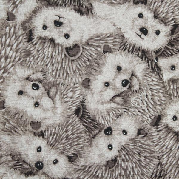 生地 布 ハリネズミ リアル Hedgehog 綿麻キャンバス 綿80％ 麻20% 約