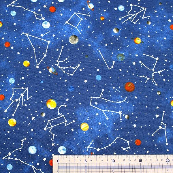生地 布 宇宙柄 星と星座 スター ネイビー オックス 綿100％ 約110cm幅