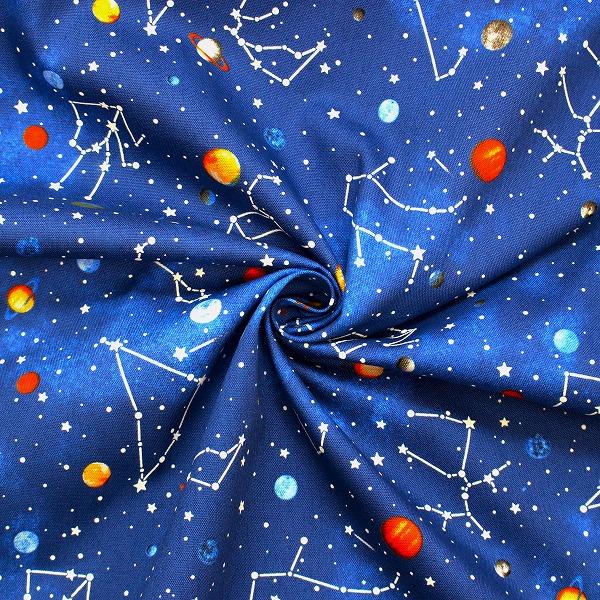 生地 布 宇宙柄 星と星座 スター ネイビー オックス 綿100％ 約110cm幅